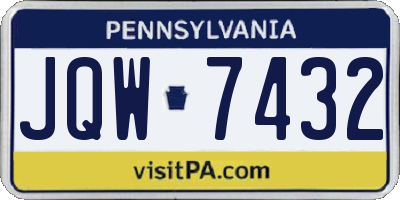 PA license plate JQW7432