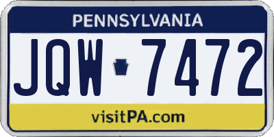 PA license plate JQW7472