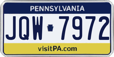 PA license plate JQW7972