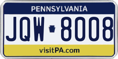 PA license plate JQW8008