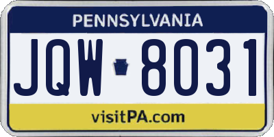 PA license plate JQW8031