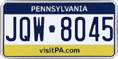 PA license plate JQW8045