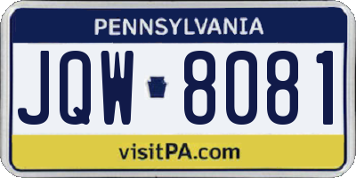 PA license plate JQW8081