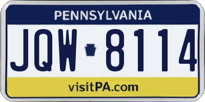 PA license plate JQW8114