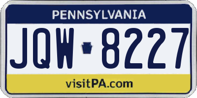 PA license plate JQW8227