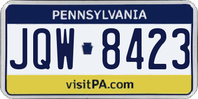 PA license plate JQW8423
