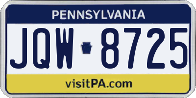 PA license plate JQW8725