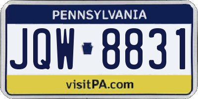 PA license plate JQW8831
