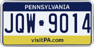PA license plate JQW9014