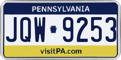 PA license plate JQW9253