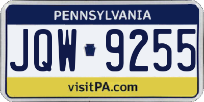 PA license plate JQW9255