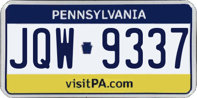 PA license plate JQW9337