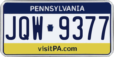 PA license plate JQW9377