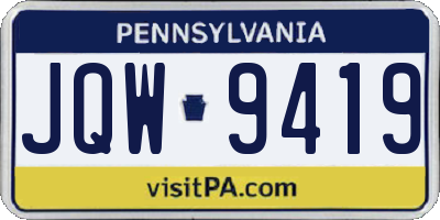 PA license plate JQW9419