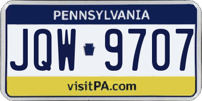 PA license plate JQW9707