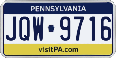 PA license plate JQW9716