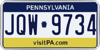 PA license plate JQW9734