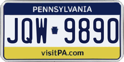 PA license plate JQW9890