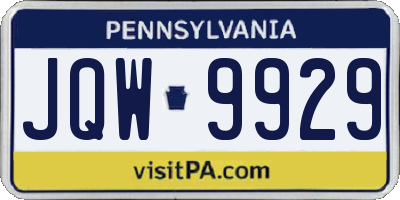 PA license plate JQW9929