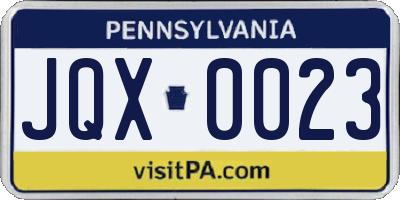 PA license plate JQX0023