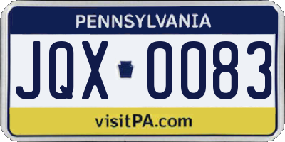 PA license plate JQX0083