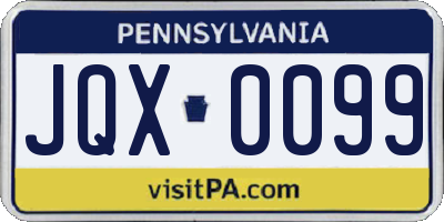 PA license plate JQX0099