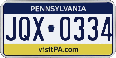 PA license plate JQX0334
