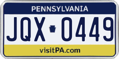 PA license plate JQX0449