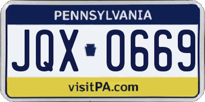 PA license plate JQX0669