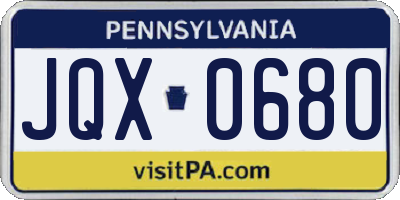 PA license plate JQX0680