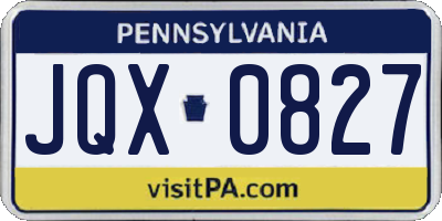 PA license plate JQX0827