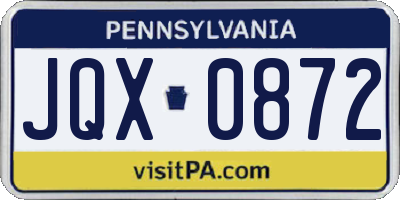 PA license plate JQX0872