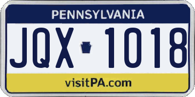 PA license plate JQX1018