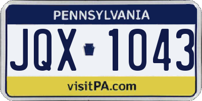 PA license plate JQX1043