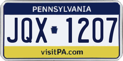 PA license plate JQX1207