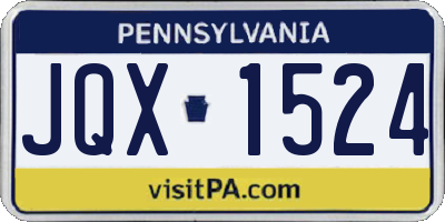 PA license plate JQX1524