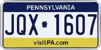 PA license plate JQX1607
