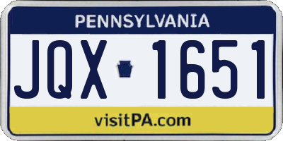 PA license plate JQX1651