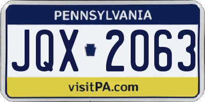 PA license plate JQX2063