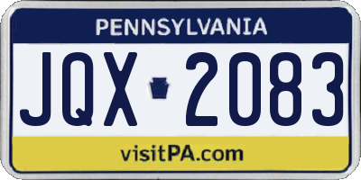PA license plate JQX2083