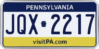 PA license plate JQX2217