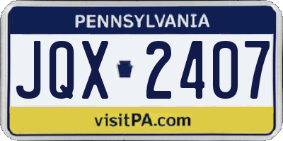 PA license plate JQX2407