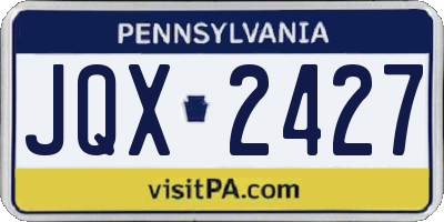 PA license plate JQX2427