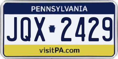 PA license plate JQX2429
