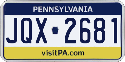 PA license plate JQX2681