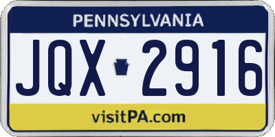 PA license plate JQX2916
