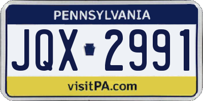 PA license plate JQX2991