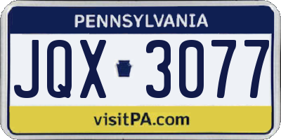 PA license plate JQX3077