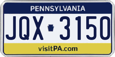 PA license plate JQX3150