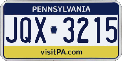 PA license plate JQX3215